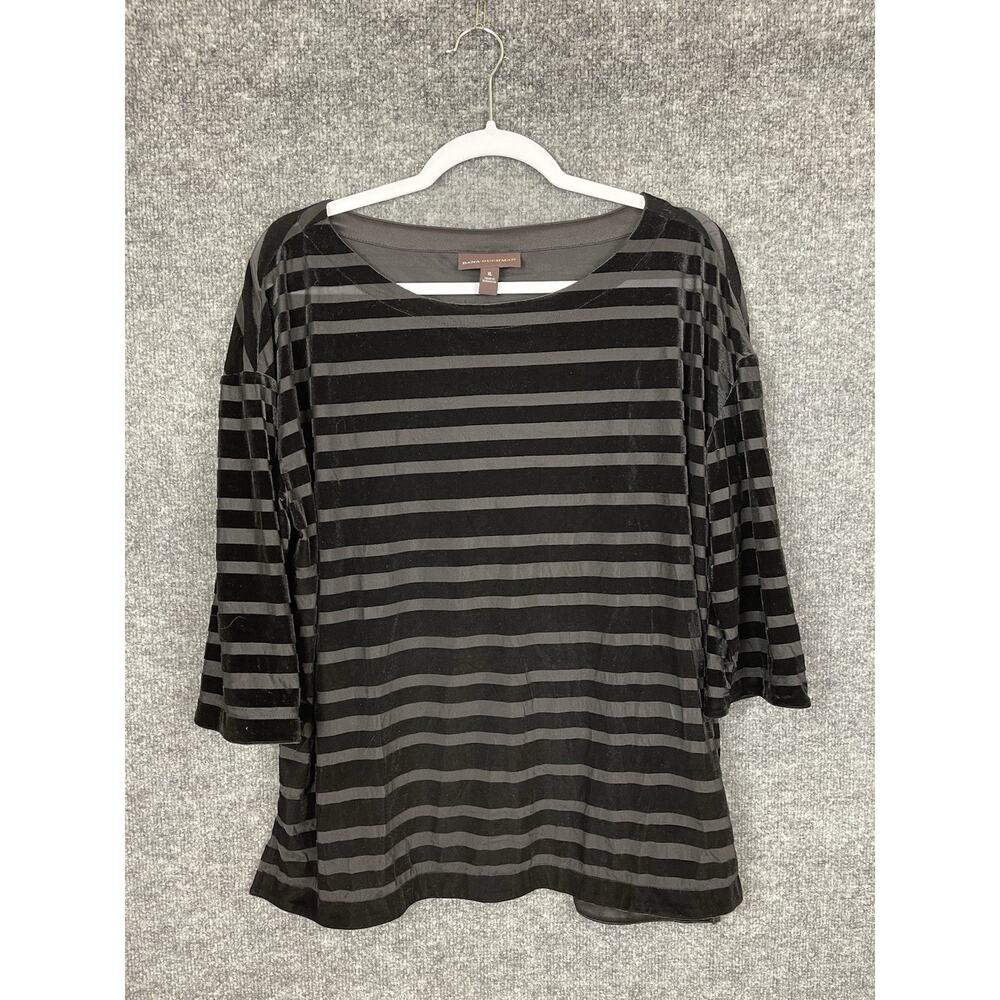 Dana Buchman Women's XL 3/4 Sleeve Black Velvet & Semi-sheer